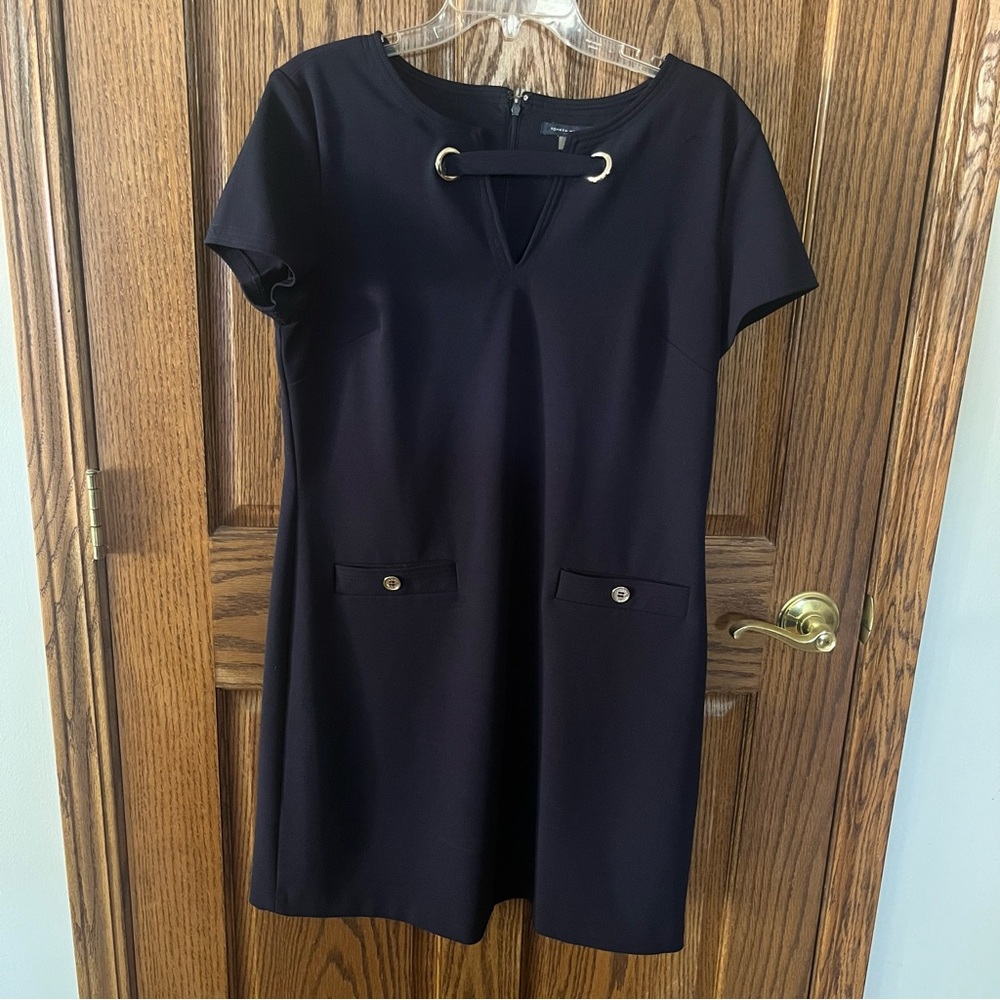 Tommy Hilfiger Navy Dress with Gold Accents